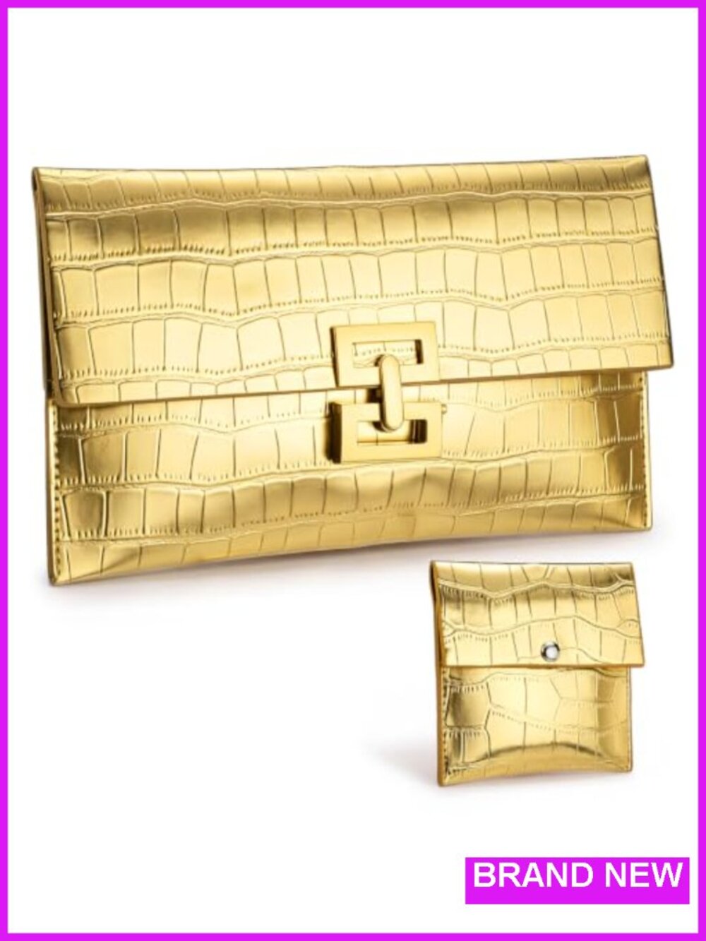 2 Pack Faux Leather Envelope Evening Clutches for Women